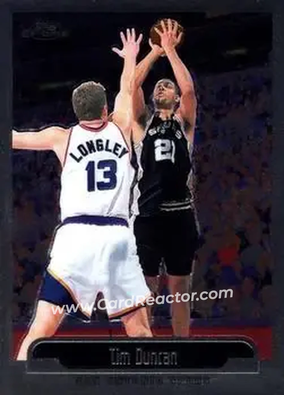 1999-00 Topps Chrome #121 - Tim Duncan - San Antonio Spurs - Front 1999-00 Topps Chrome #121 - Tim Duncan - San Antonio Spurs - Front