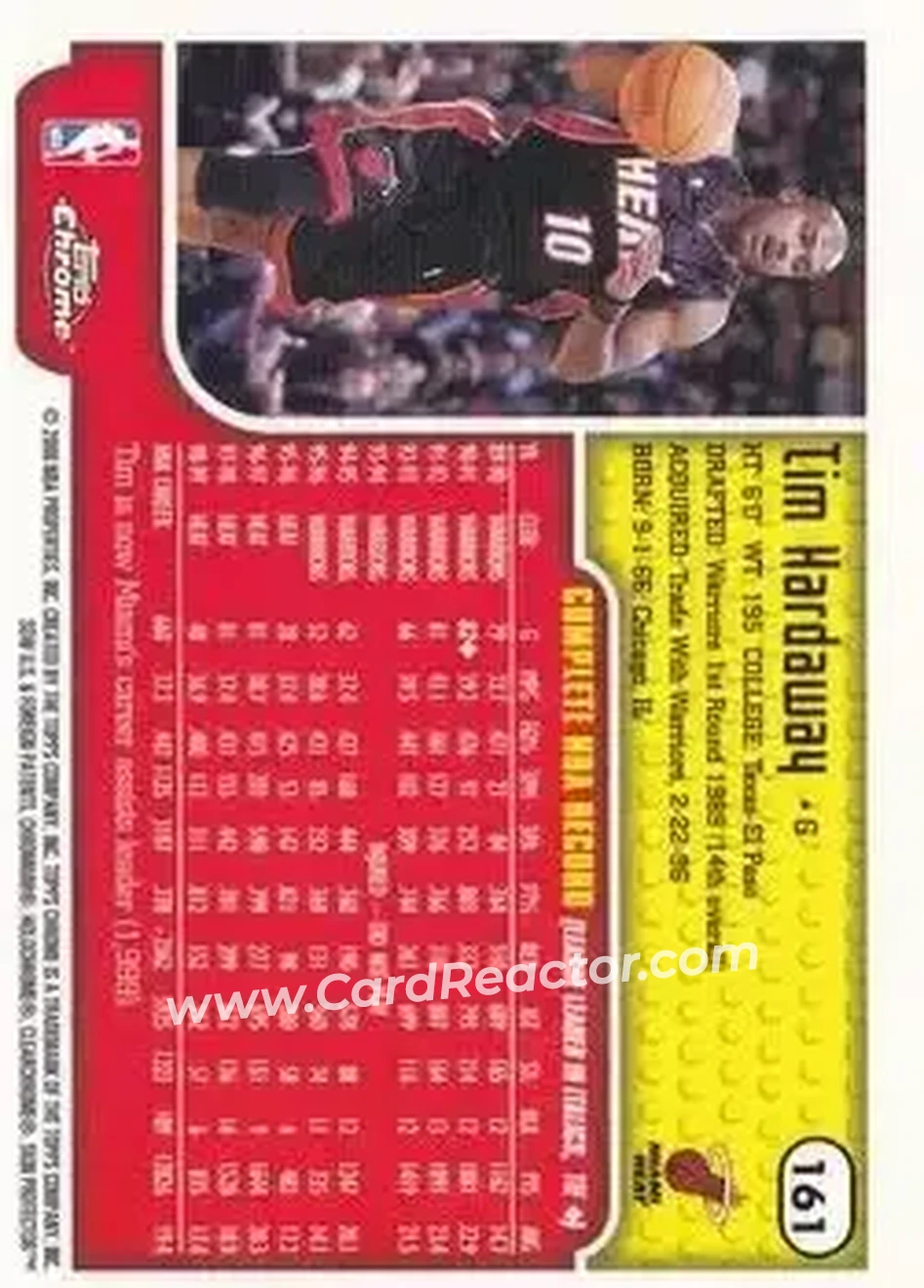 1999-00 Topps Chrome #161 - Tim Hardaway - Miami Heat - Back 1999-00 Topps Chrome #161 - Tim Hardaway - Miami Heat - Back