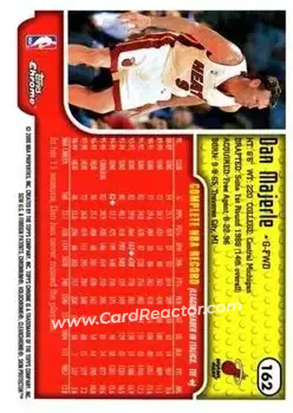 1999-00 Topps Chrome #162 - Dan Majerle - Miami Heat - Back