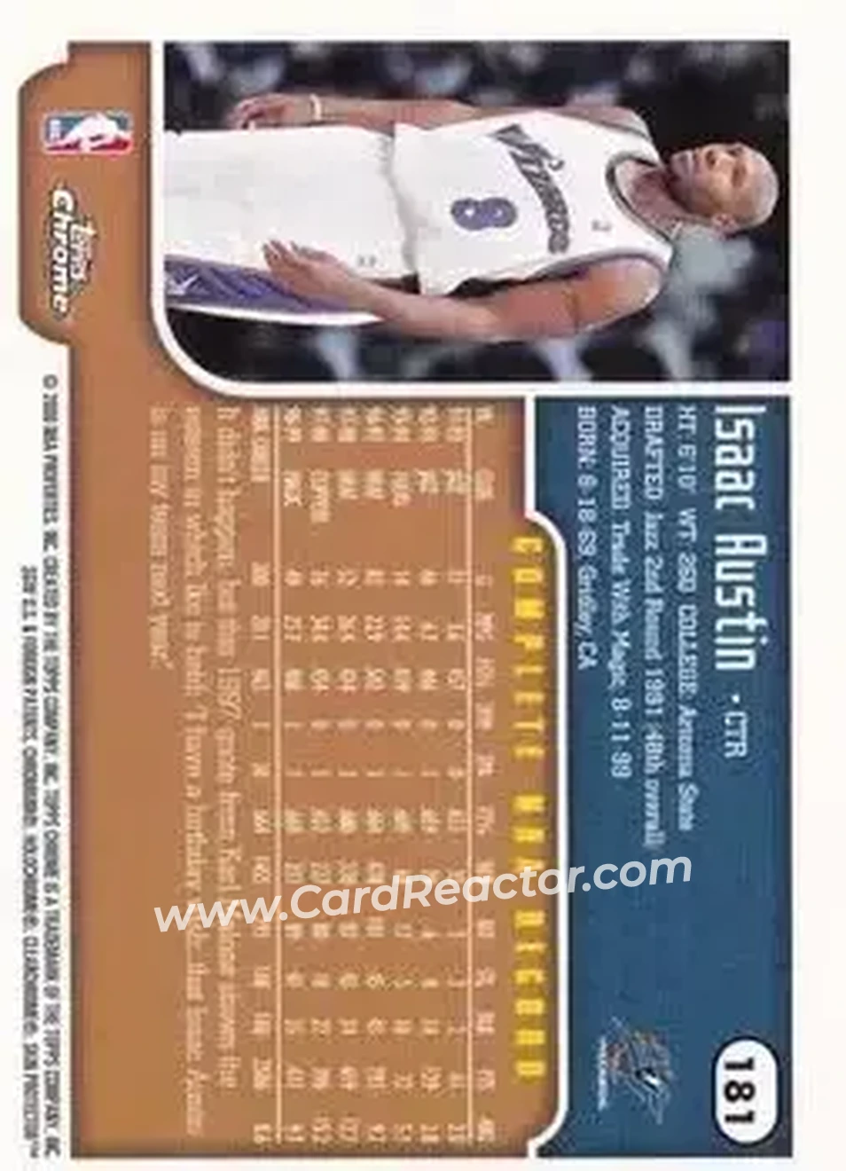 1999-00 Topps Chrome #181 - Isaac Austin - Washington Wizards - Back 1999-00 Topps Chrome #181 - Isaac Austin - Washington Wizards - Back
