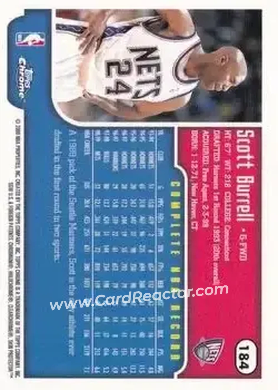 1999-00 Topps Chrome #184 - Scott Burrell - New Jersey Nets - Back 1999-00 Topps Chrome #184 - Scott Burrell - New Jersey Nets - Back