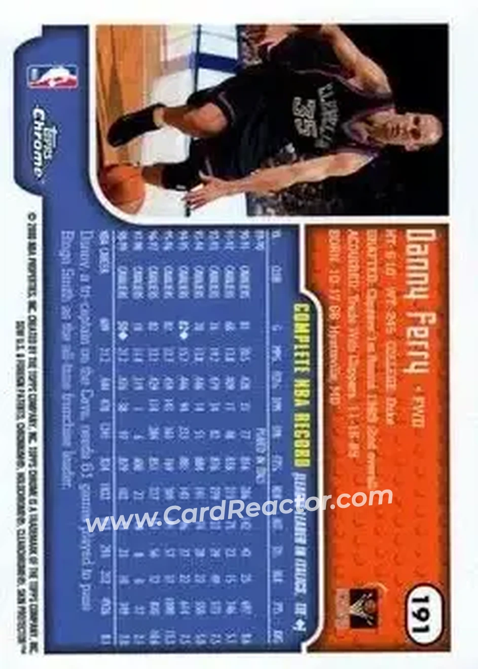 1999-00 Topps Chrome #191 - Danny Ferry - Cleveland Cavaliers - Back