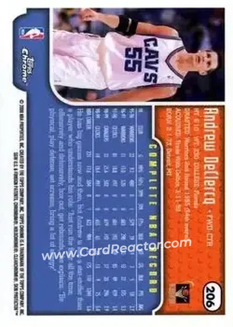 1999-00 Topps Chrome #206 - Andrew DeClercq - Cleveland Cavaliers - Back