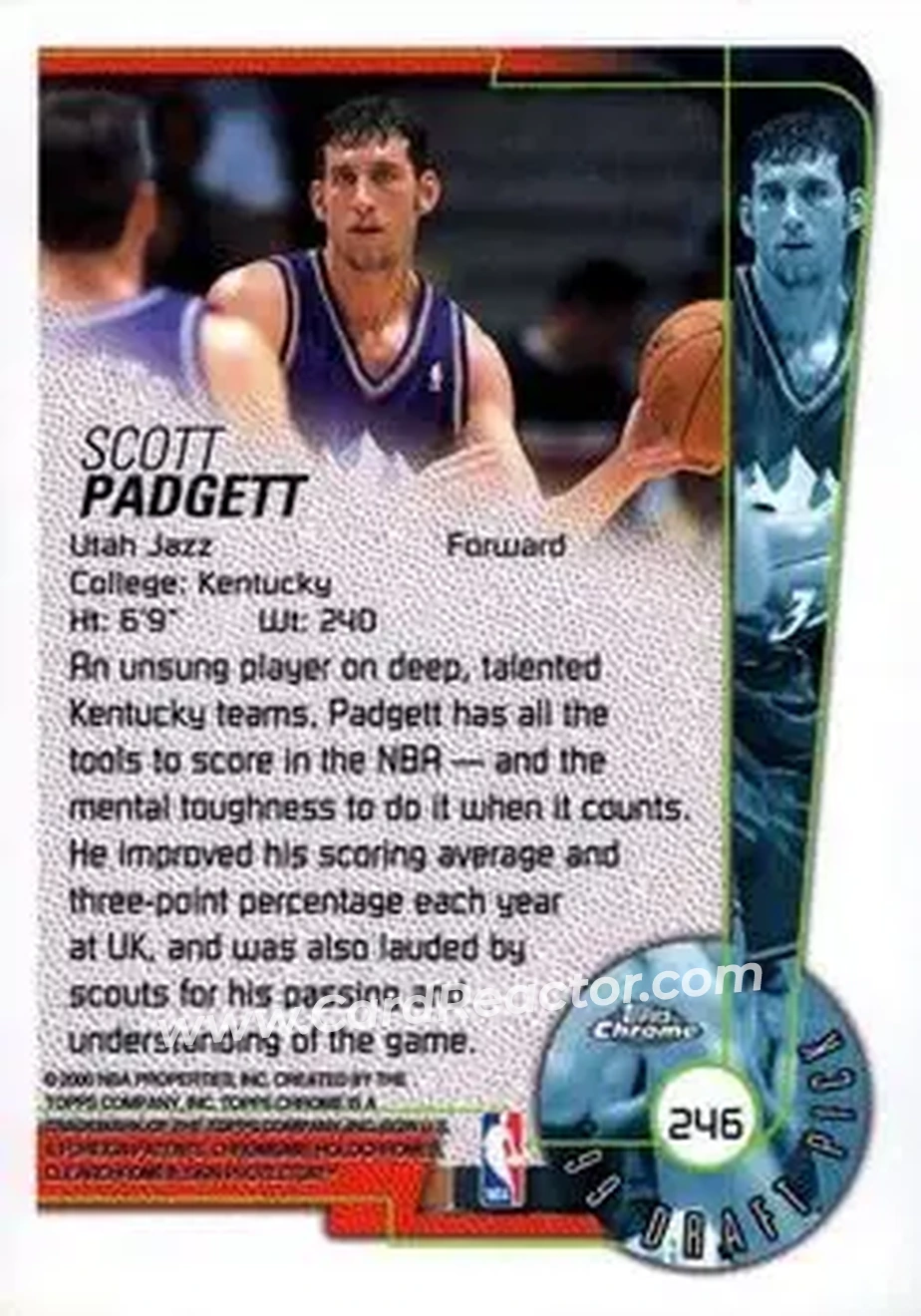 1999-00 Topps Chrome #246 - Scott Padgett - Utah Jazz - Back