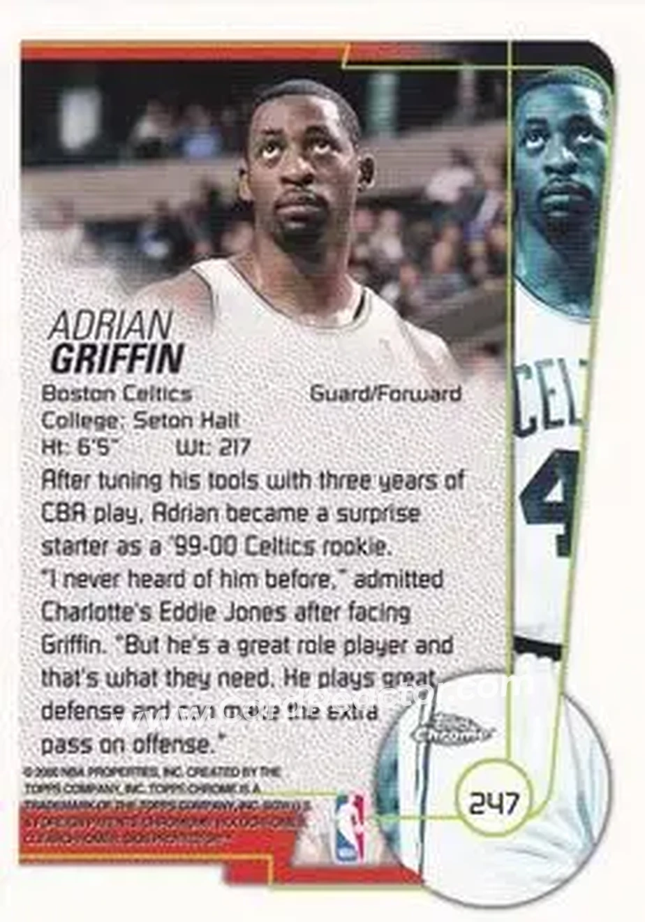 1999-00 Topps Chrome #247 - Adrian Griffin - Boston Celtics - Back