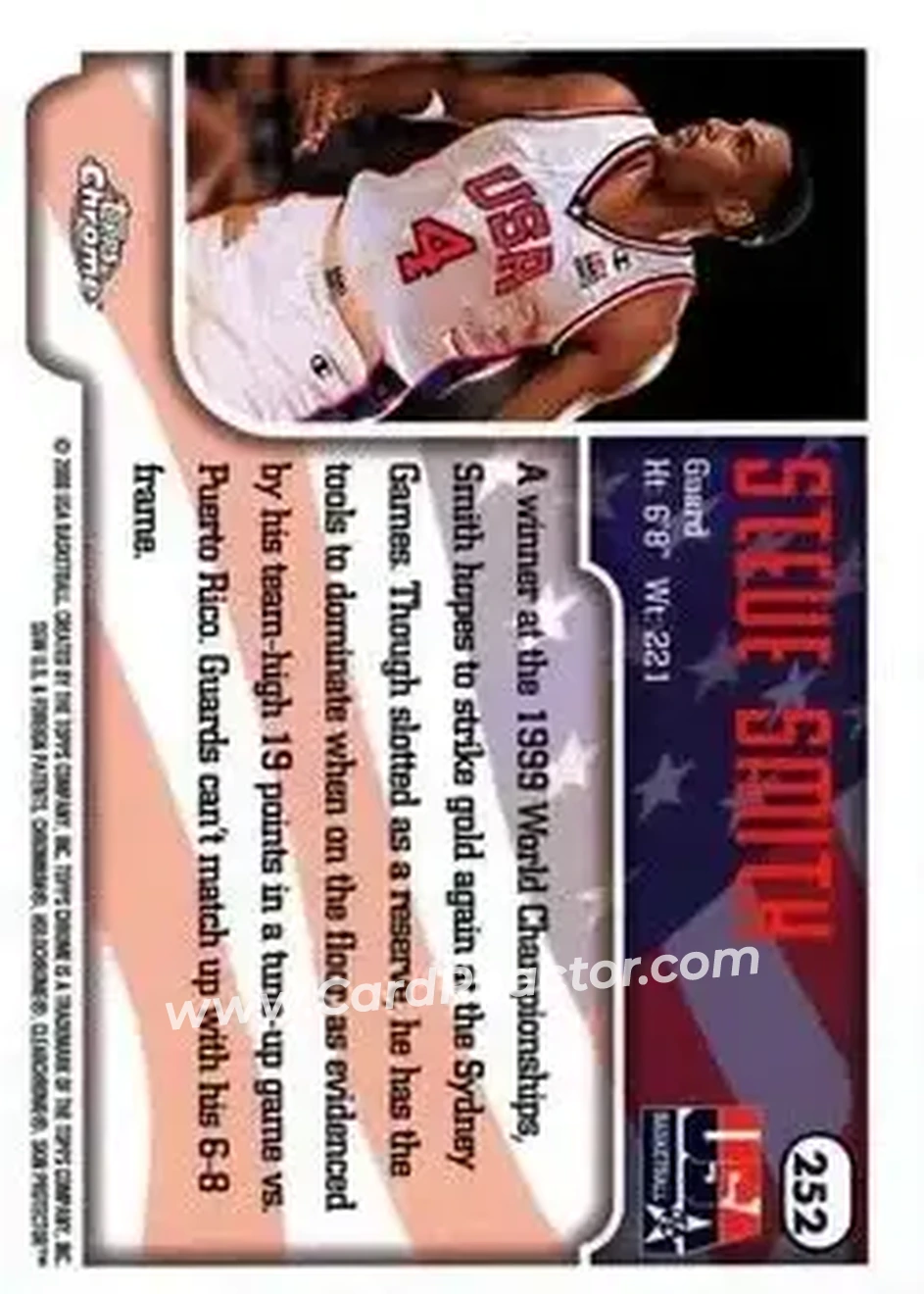 1999-00 Topps Chrome #252 - Steve Smith - USA - Back
