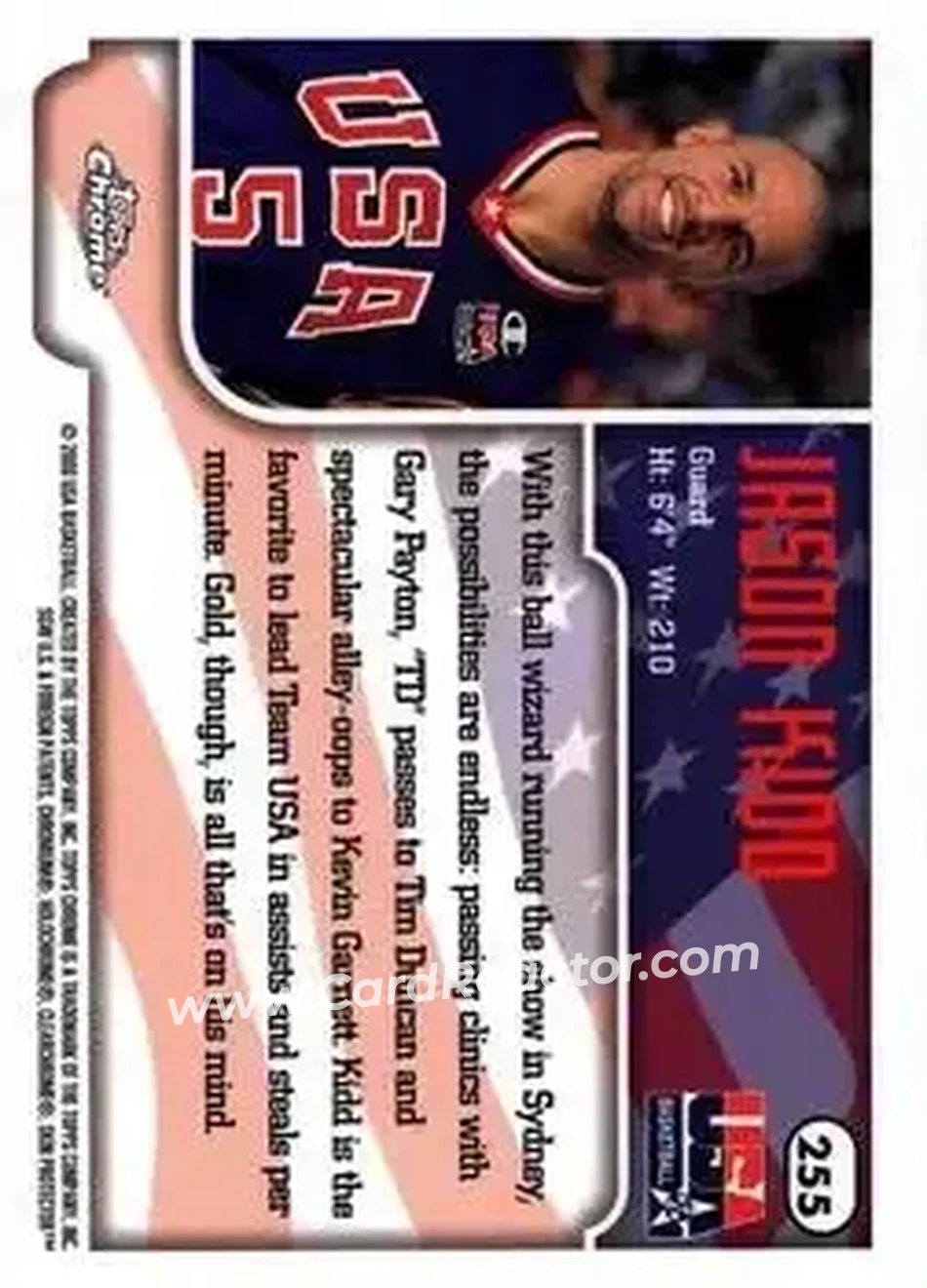 1999-00 Topps Chrome #255 - Jason Kidd - USA - Back