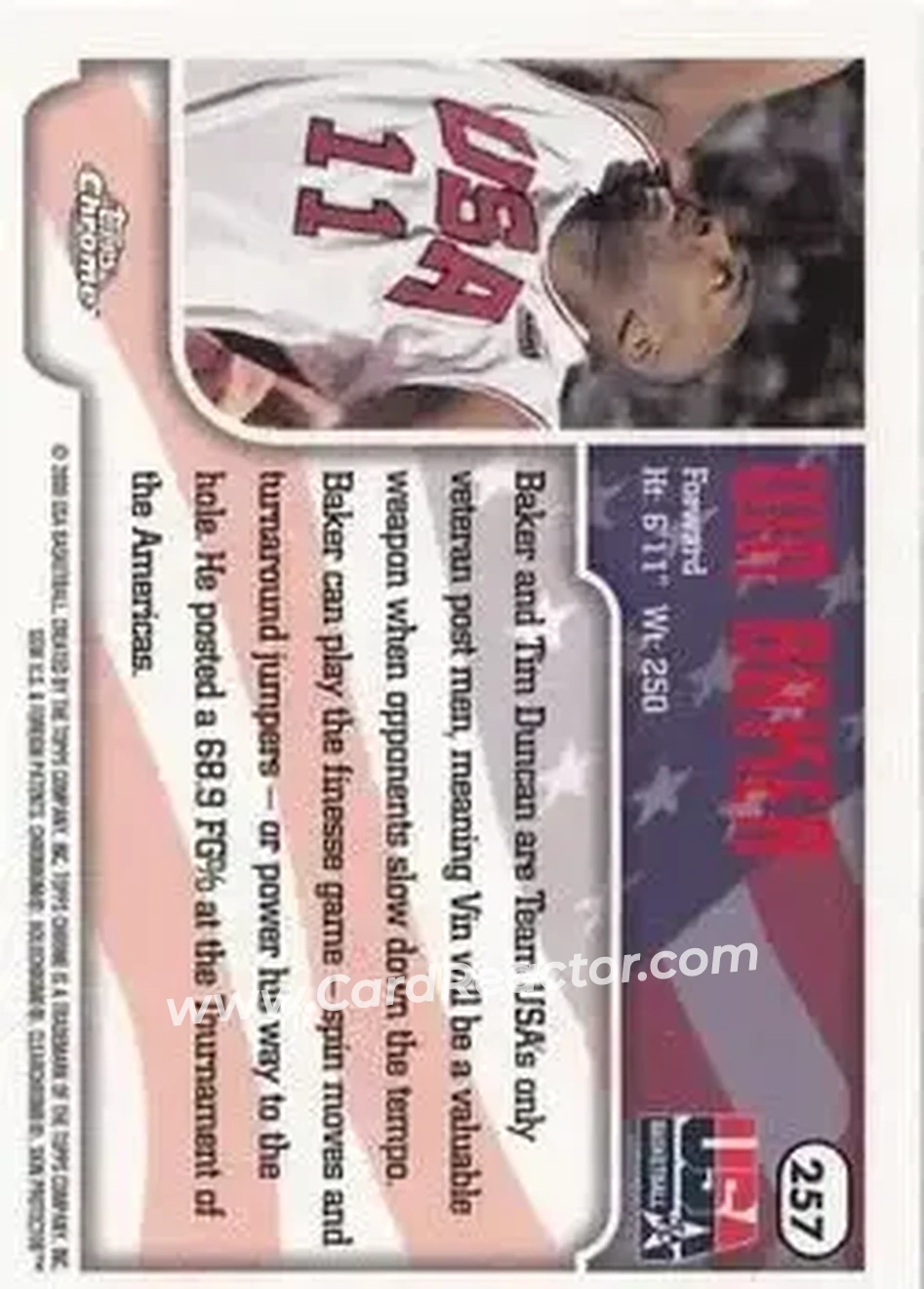 1999-00 Topps Chrome #257 - Vin Baker - USA - Back