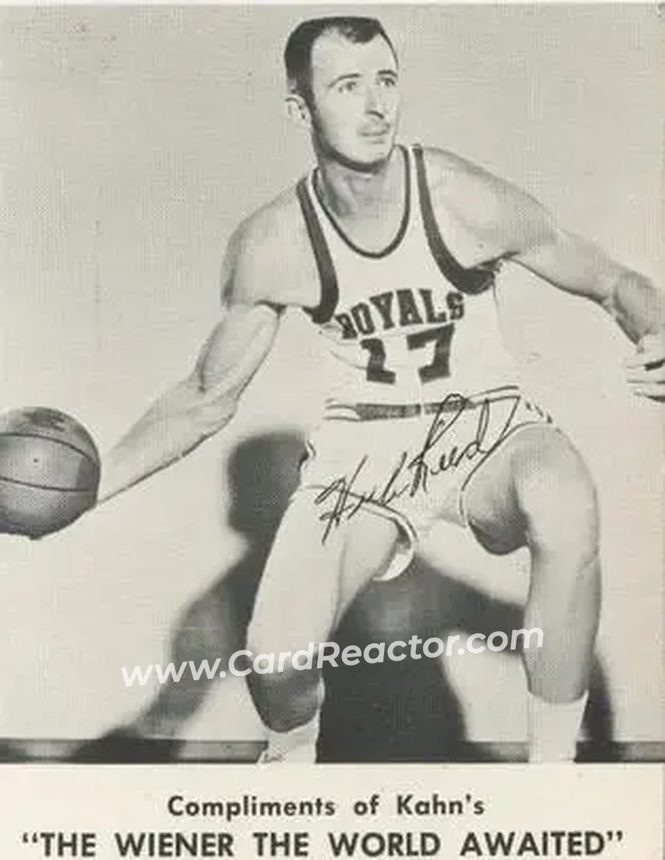 1961-62 Kahn's #NNO - Hub Reed - Cincinnati Royals - Front 1961-62 Kahn's #NNO - Hub Reed - Cincinnati Royals - Front