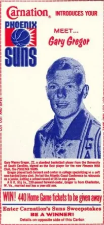 1968-69 Carnation Milk Phoenix Suns #NNO - Gary Gregor - Phoenix Suns