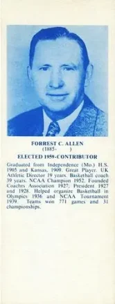 1968-74 NBA Hall of Fame Bookmarks #NNO - Phog Allen - Kansas Jayhawks