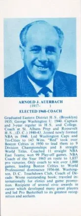 1968-74 NBA Hall of Fame Bookmarks #NNO - Red Auerbach