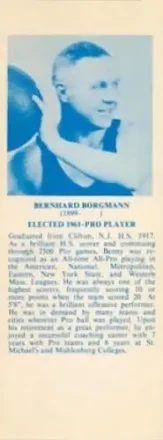 1968-74 NBA Hall of Fame Bookmarks #NNO - Bennie Borgman