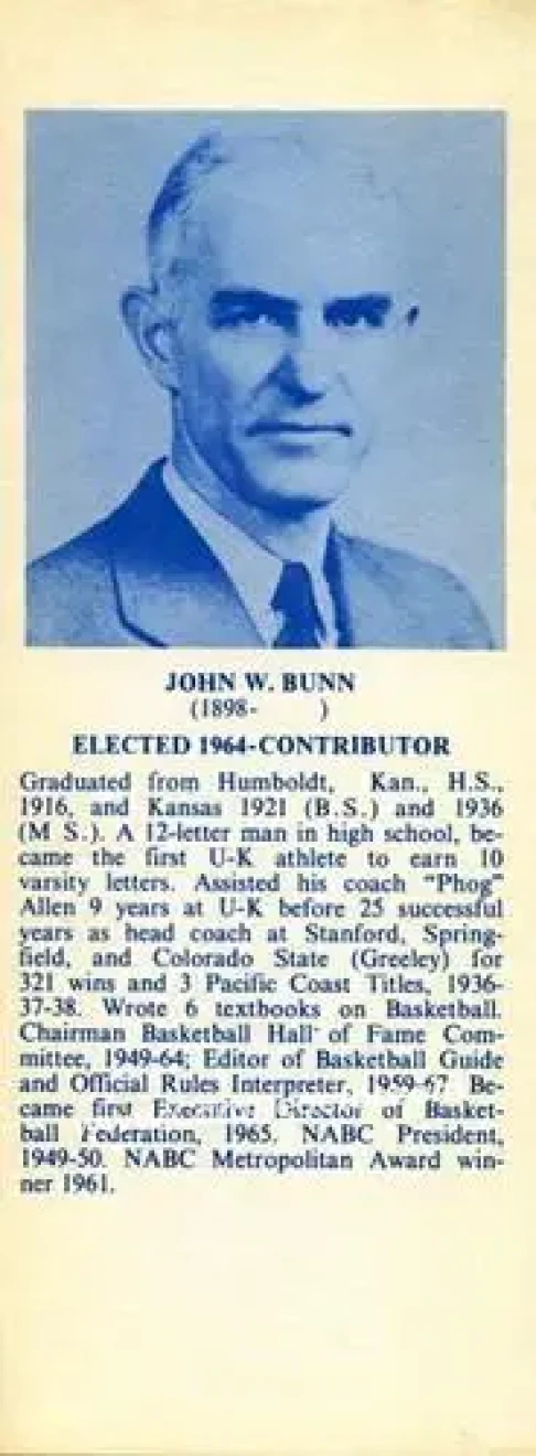 1968-74 NBA Hall of Fame Bookmarks #NNO - John Bunn - Front