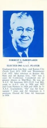 1968-74 NBA Hall of Fame Bookmarks #NNO - Forrest Debernardi - Kansas Jayhawks