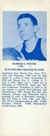 1968-74 NBA Hall of Fame Bookmarks #NNO - Bud Foster - Wisconsin Badgers