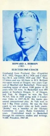 1968-74 NBA Hall of Fame Bookmarks #NNO Howard Hobson