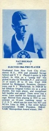 1968-74 NBA Hall of Fame Bookmarks #NNO Nat Holman