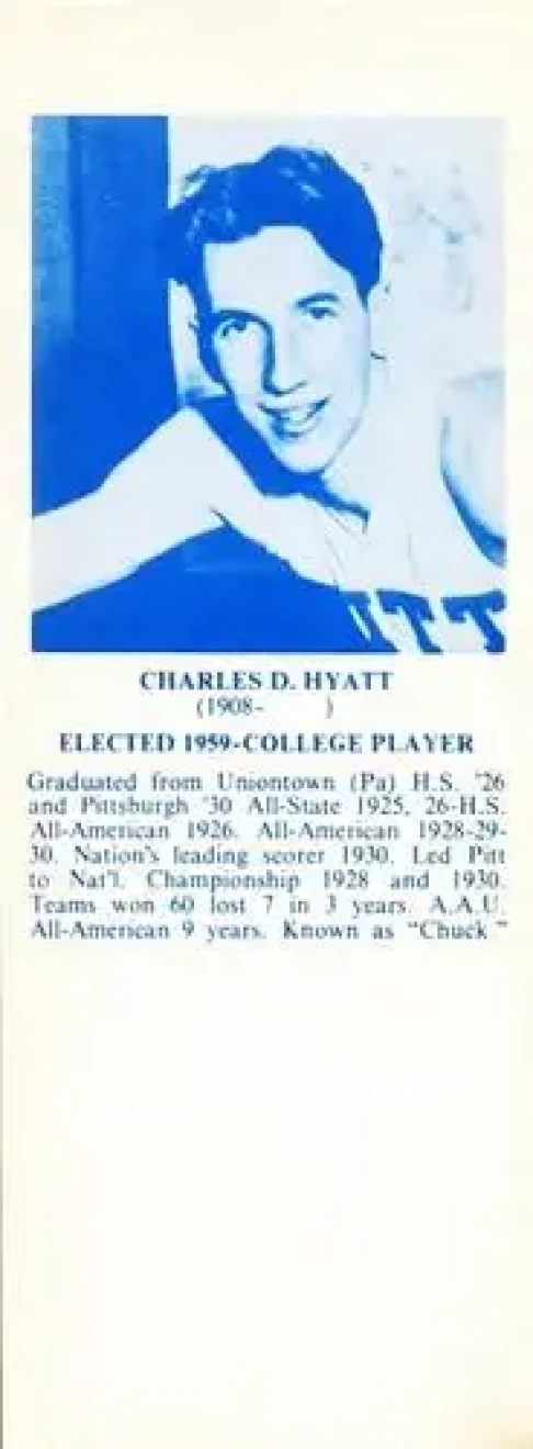 1968-74 NBA Hall of Fame Bookmarks #NNO - Chuck Hyatt - Pittsburgh Panthers - Front 1968-74 NBA Hall of Fame Bookmarks #NNO - Chuck Hyatt - Pittsburgh Panthers - Front