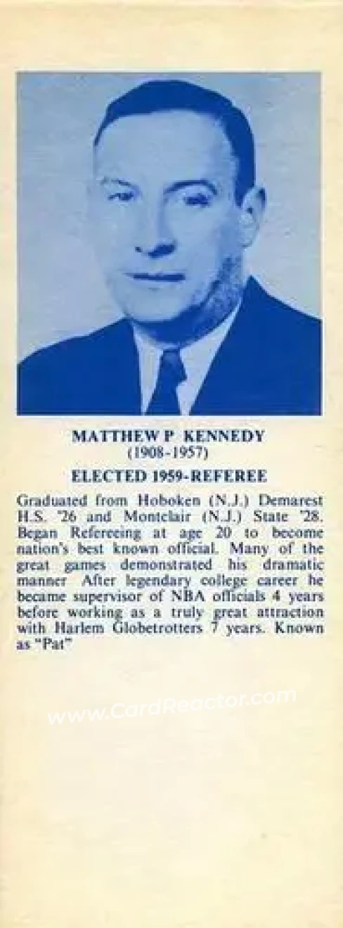 1968-74 NBA Hall of Fame Bookmarks #NNO - Matthew Kennedy - Front