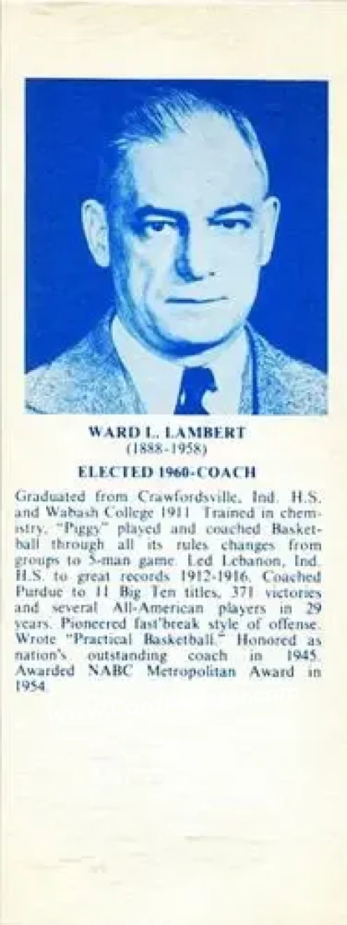 1968-74 NBA Hall of Fame Bookmarks #NNO - Ward Lambert - Purdue Boilermakers - Front 1968-74 NBA Hall of Fame Bookmarks #NNO - Ward Lambert - Purdue Boilermakers - Front