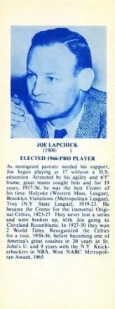 1968-74 NBA Hall of Fame Bookmarks #NNO Joe Lapchick