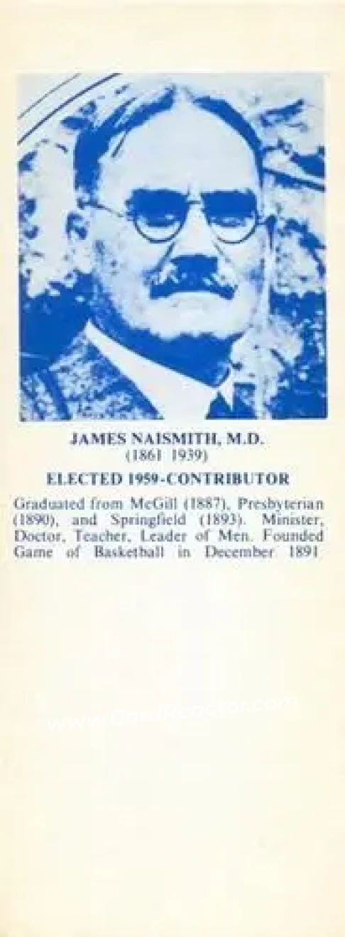 1968-74 NBA Hall of Fame Bookmarks #NNO - James Naismith - Front