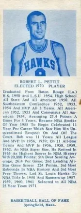 1968-74 NBA Hall of Fame Bookmarks #NNO - Bob Pettit - St. Louis Hawks
