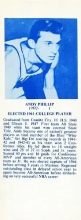 1968-74 NBA Hall of Fame Bookmarks #NNO Andy Phillip