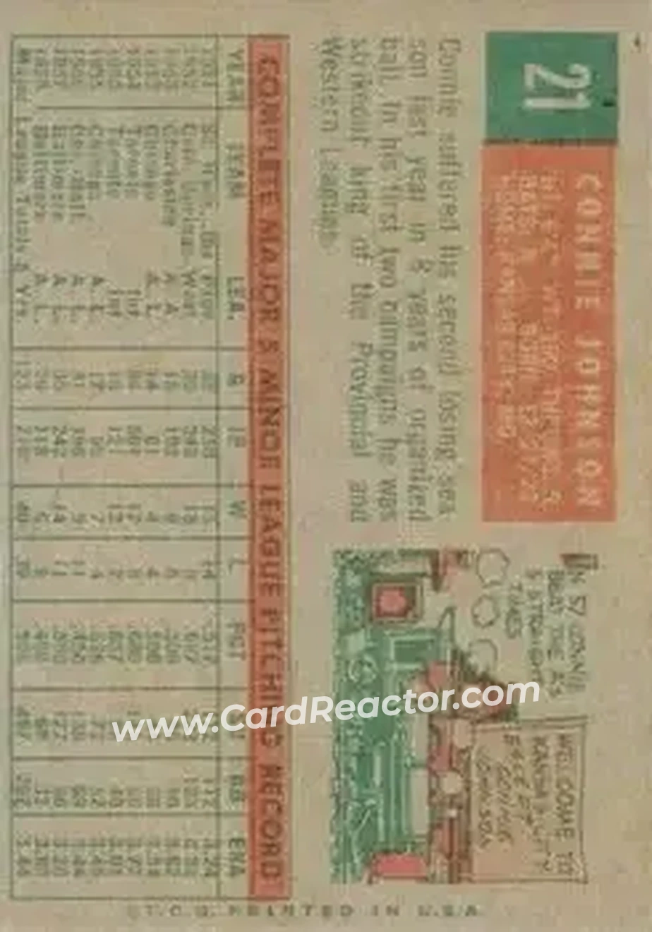 1959 Topps Venezuelan #21 - Connie Johnson - Baltimore Orioles - Back