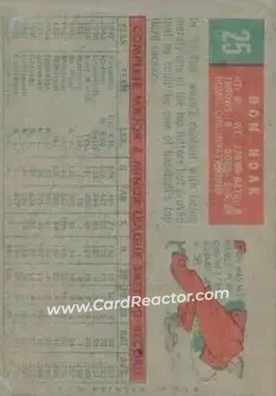 1959 Topps Venezuelan #25 - Don Hoak - Cincinnati Redlegs - Back