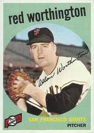1959 Topps Venezuelan #28 - Al Worthington - San Francisco Giants