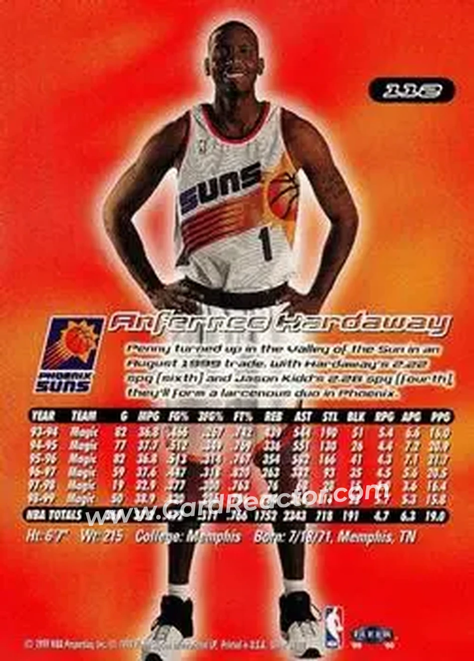 1999-00 Ultra #112 - Anfernee Hardaway - Phoenix Suns - Back 1999-00 Ultra #112 - Anfernee Hardaway - Phoenix Suns - Back