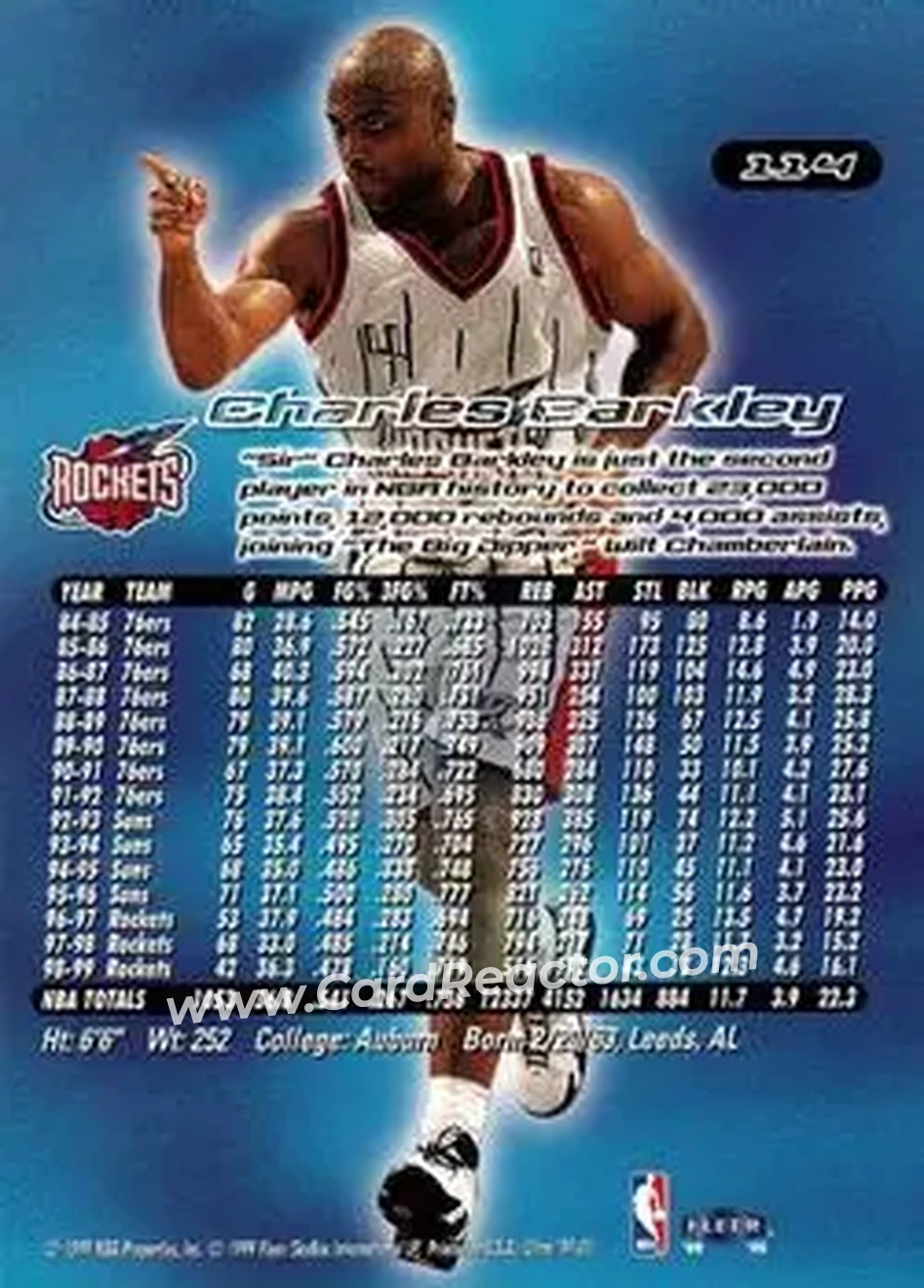 1999-00 Ultra #114 - Charles Barkley - Houston Rockets - Back