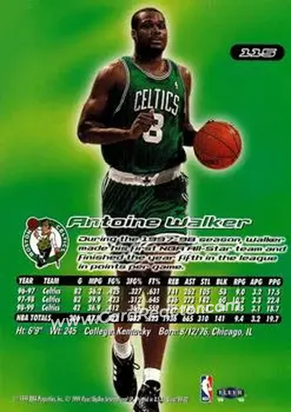 1999-00 Ultra #115 - Antoine Walker - Boston Celtics - Back 1999-00 Ultra #115 - Antoine Walker - Boston Celtics - Back