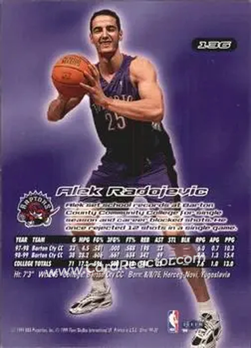 1999-00 Ultra #136 - Aleksandar Radojević - Toronto Raptors - Back