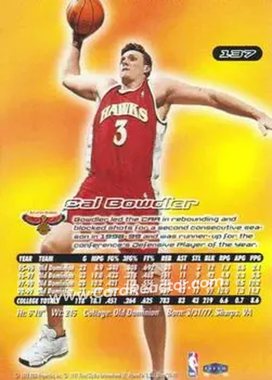 1999-00 Ultra #137 - Cal Bowdler - Atlanta Hawks - Back 1999-00 Ultra #137 - Cal Bowdler - Atlanta Hawks - Back