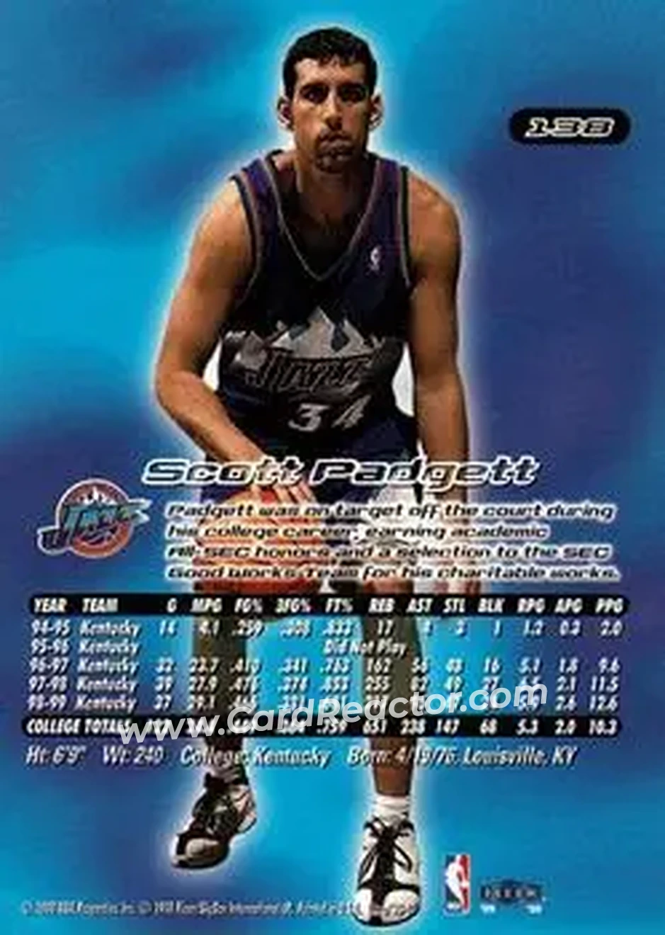 1999-00 Ultra #138 - Scott Padgett - Utah Jazz - Back
