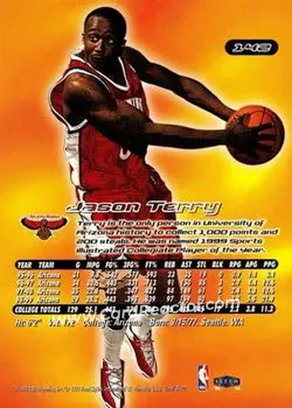 1999-00 Ultra #142 - Jason Terry - Atlanta Hawks - Back 1999-00 Ultra #142 - Jason Terry - Atlanta Hawks - Back