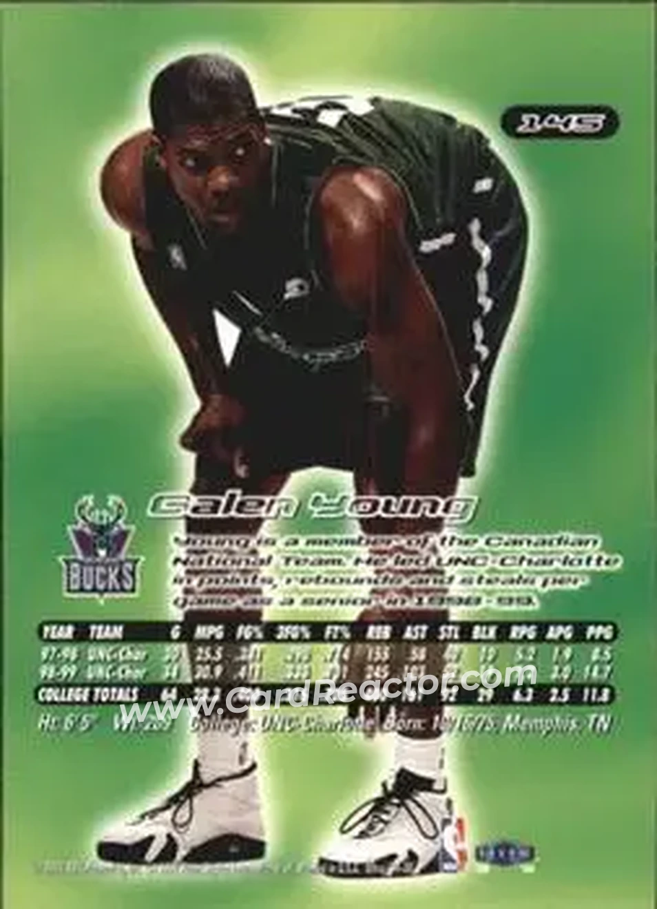 1999-00 Ultra #145 - Galen Young - Milwaukee Bucks - Back