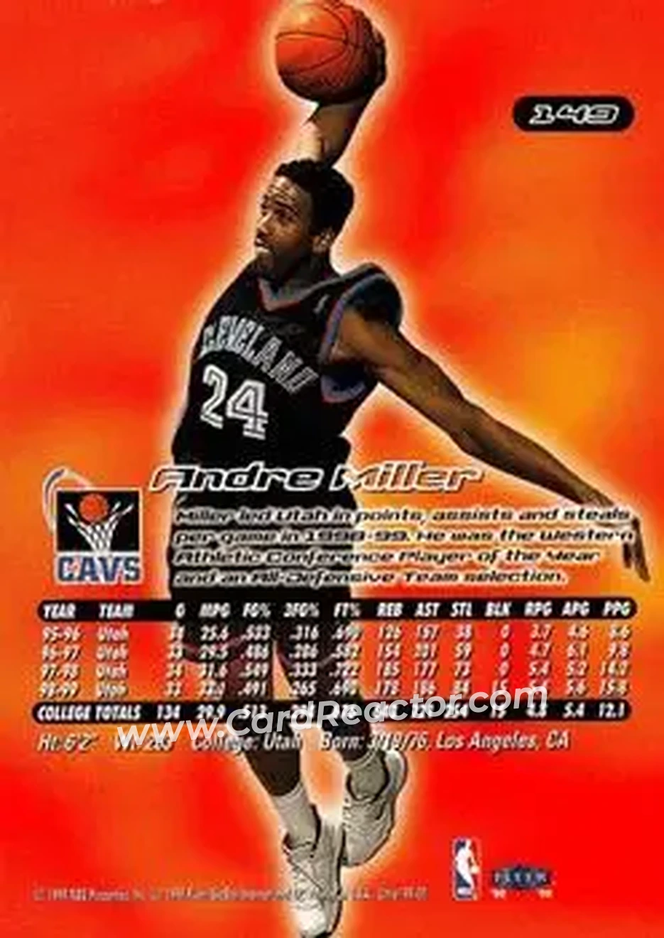 1999-00 Ultra #149 - Andre Miller - Cleveland Cavaliers - Back