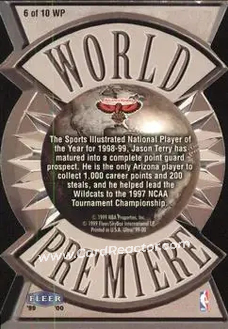 1999-00 Ultra - World Premiere #6 WP - Jason Terry - Atlanta Hawks - Back 1999-00 Ultra - World Premiere #6 WP - Jason Terry - Atlanta Hawks - Back