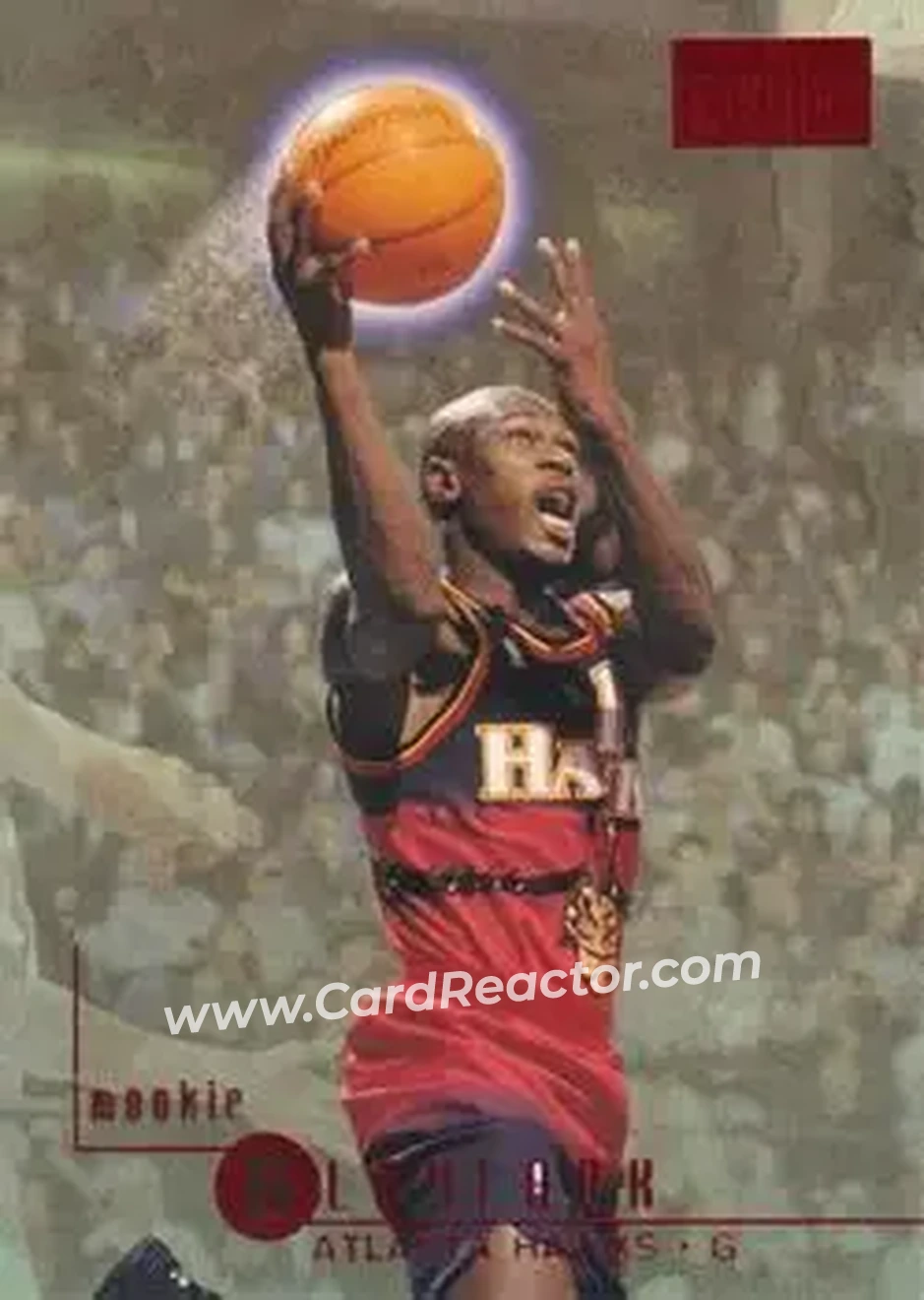 1996-97 SkyBox Premium - Premium Rubies #1 - Mookie Blaylock - Atlanta Hawks - Front 1996-97 SkyBox Premium - Premium Rubies #1 - Mookie Blaylock - Atlanta Hawks - Front