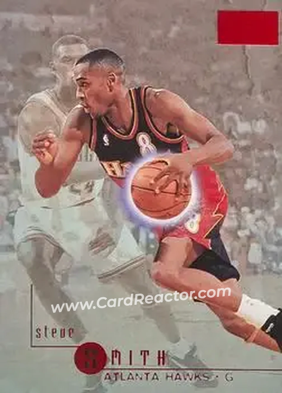1996-97 SkyBox Premium - Premium Rubies #5 - Steve Smith - Atlanta Hawks - Front 1996-97 SkyBox Premium - Premium Rubies #5 - Steve Smith - Atlanta Hawks - Front
