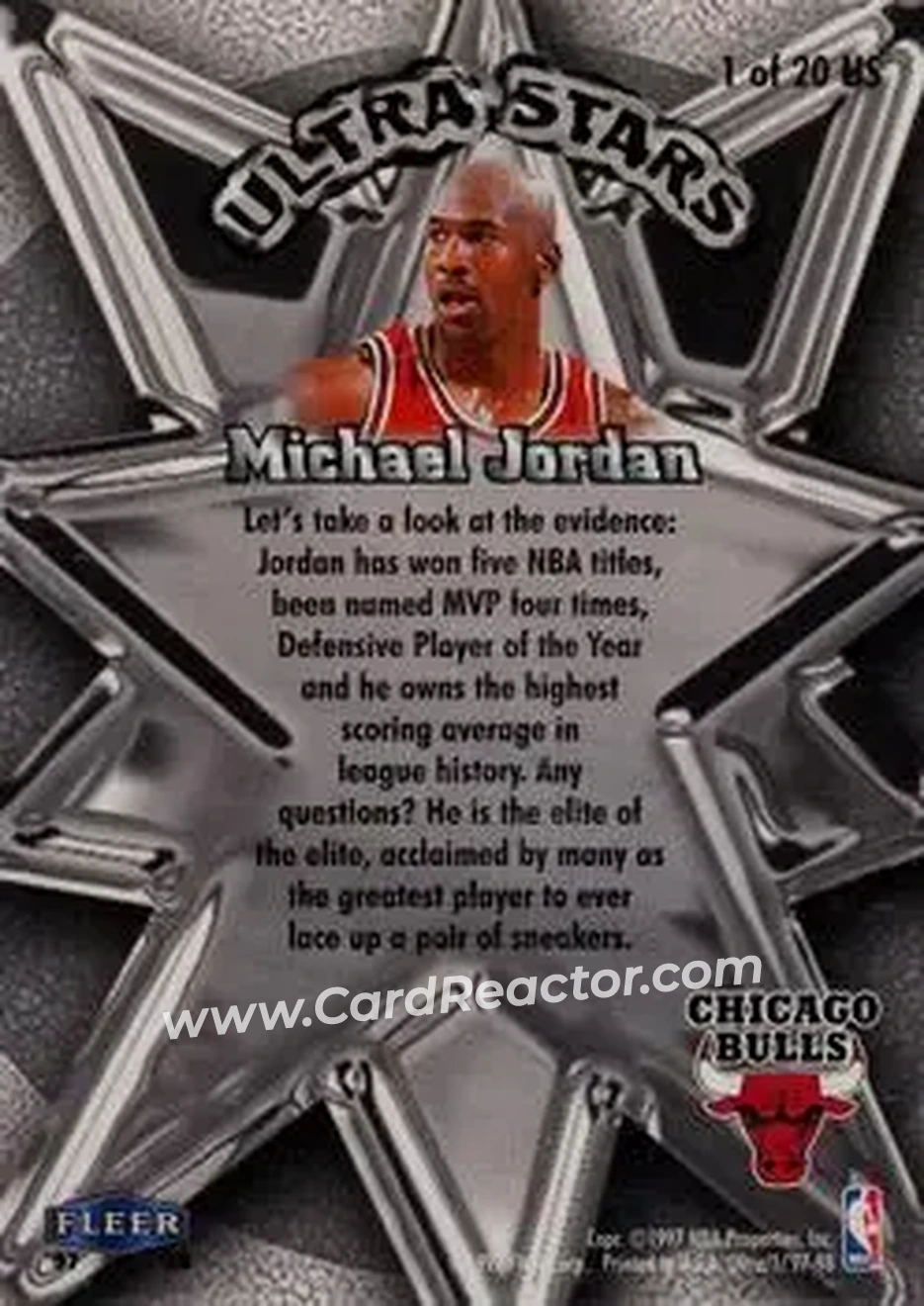 1997-98 Ultra - Ultra Stars #1 US - Michael Jordan - Chicago Bulls - Back