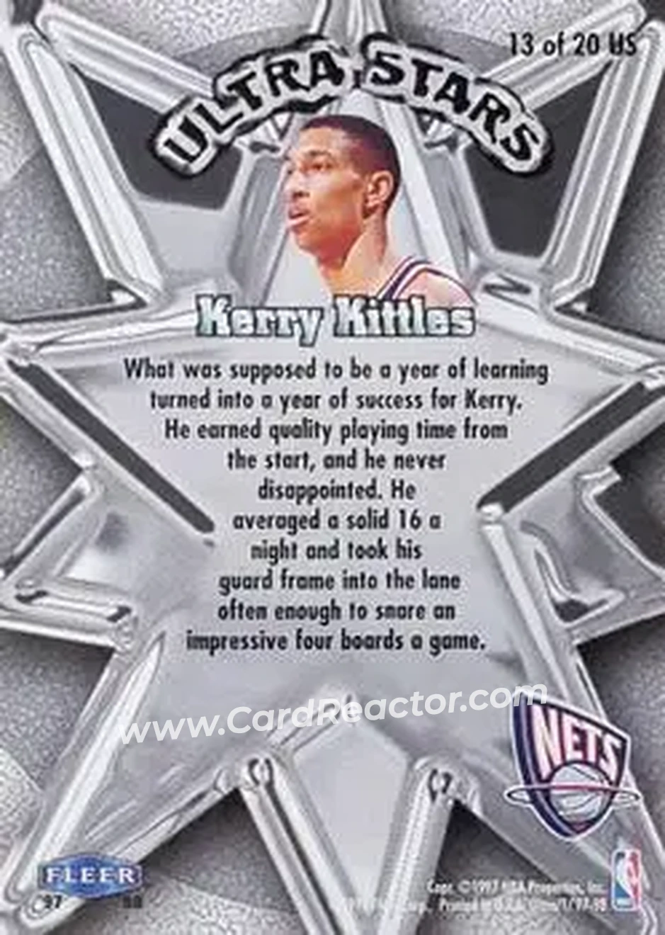1997-98 Ultra - Ultra Stars #13 US - Kerry Kittles - New Jersey Nets - Back 1997-98 Ultra - Ultra Stars #13 US - Kerry Kittles - New Jersey Nets - Back