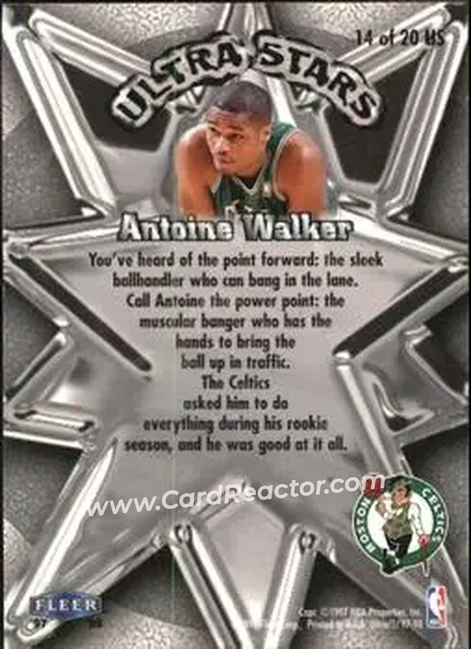 1997-98 Ultra - Ultra Stars #14 US - Antoine Walker - Boston Celtics - Back 1997-98 Ultra - Ultra Stars #14 US - Antoine Walker - Boston Celtics - Back