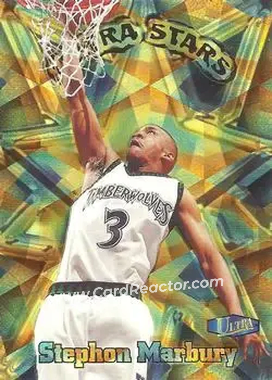 1997-98 Ultra - Ultra Stars Gold #5 US - Stephon Marbury - Minnesota Timberwolves - Front 1997-98 Ultra - Ultra Stars Gold #5 US - Stephon Marbury - Minnesota Timberwolves - Front