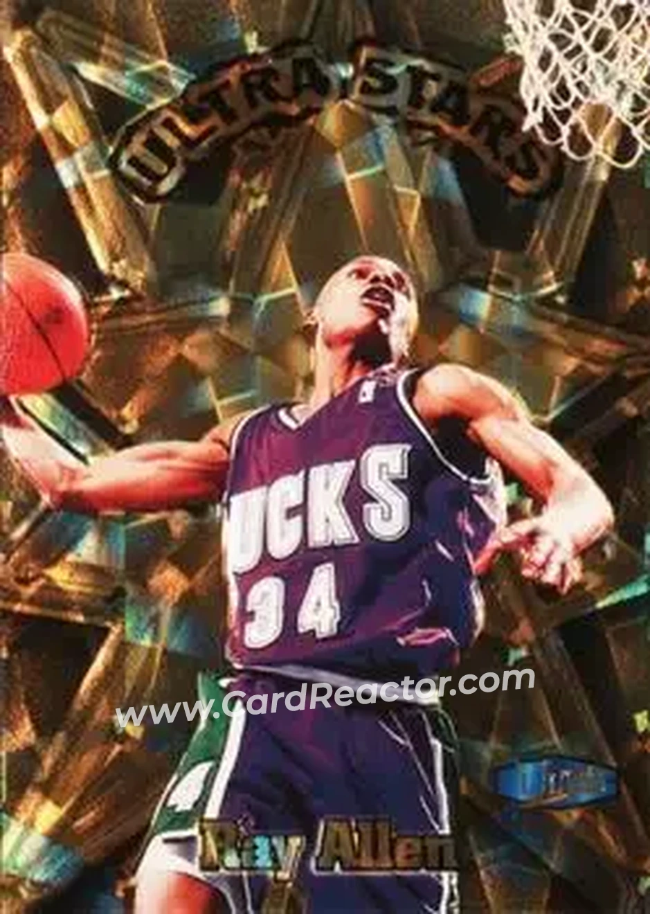 1997-98 Ultra - Ultra Stars Gold #11 US - Ray Allen - Milwaukee Bucks - Front