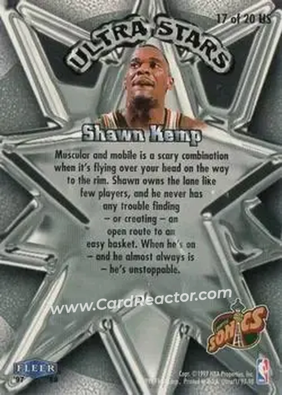1997-98 Ultra - Ultra Stars Gold #17 US - Shawn Kemp - Cleveland Cavaliers - Back 1997-98 Ultra - Ultra Stars Gold #17 US - Shawn Kemp - Cleveland Cavaliers - Back